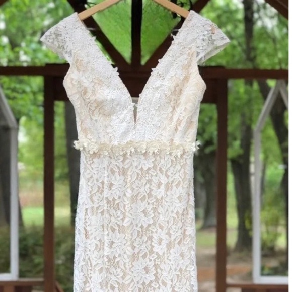 Lulus Icing on the Cake White Lace Maxi / Wedding Dress With Mermaid Flare - Picture 2 of 8